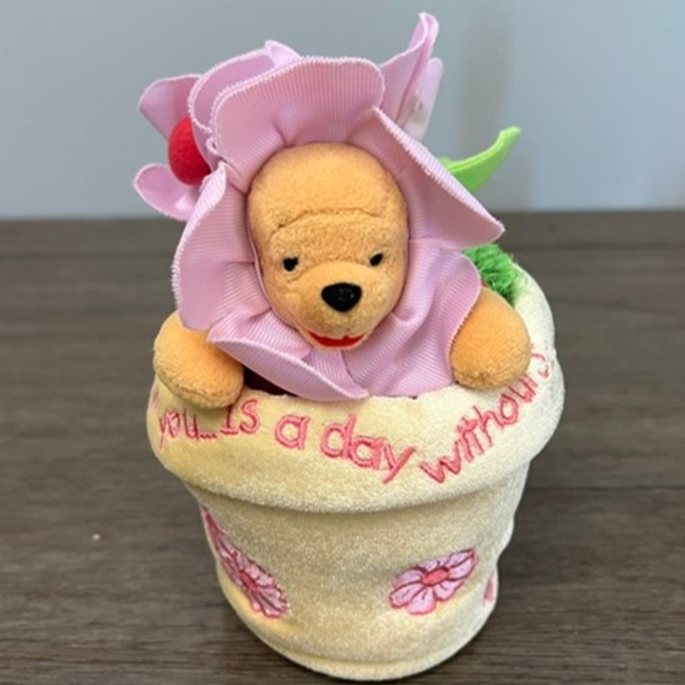 Disney Winnie the Pooh Flower Pot Plush Bean Bag A Day Without You Is Sunshine